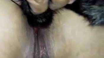 Canine penetrates voluptuous lady's rear and ejaculates inside her pussy