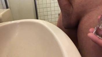 Guy ejaculates following intense masturbation with worms inside his cock