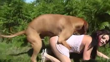 Appealing babe shares unique outdoor kinks with her dog