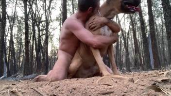 Muscular guy gets to fuck a dirty dog from behind