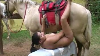 Chubby Latina satisfied completely by a hung horse